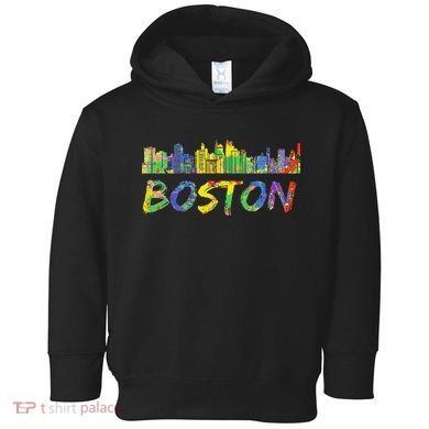 Boston Massachusetts Skyline Paint Toddler Hoodie