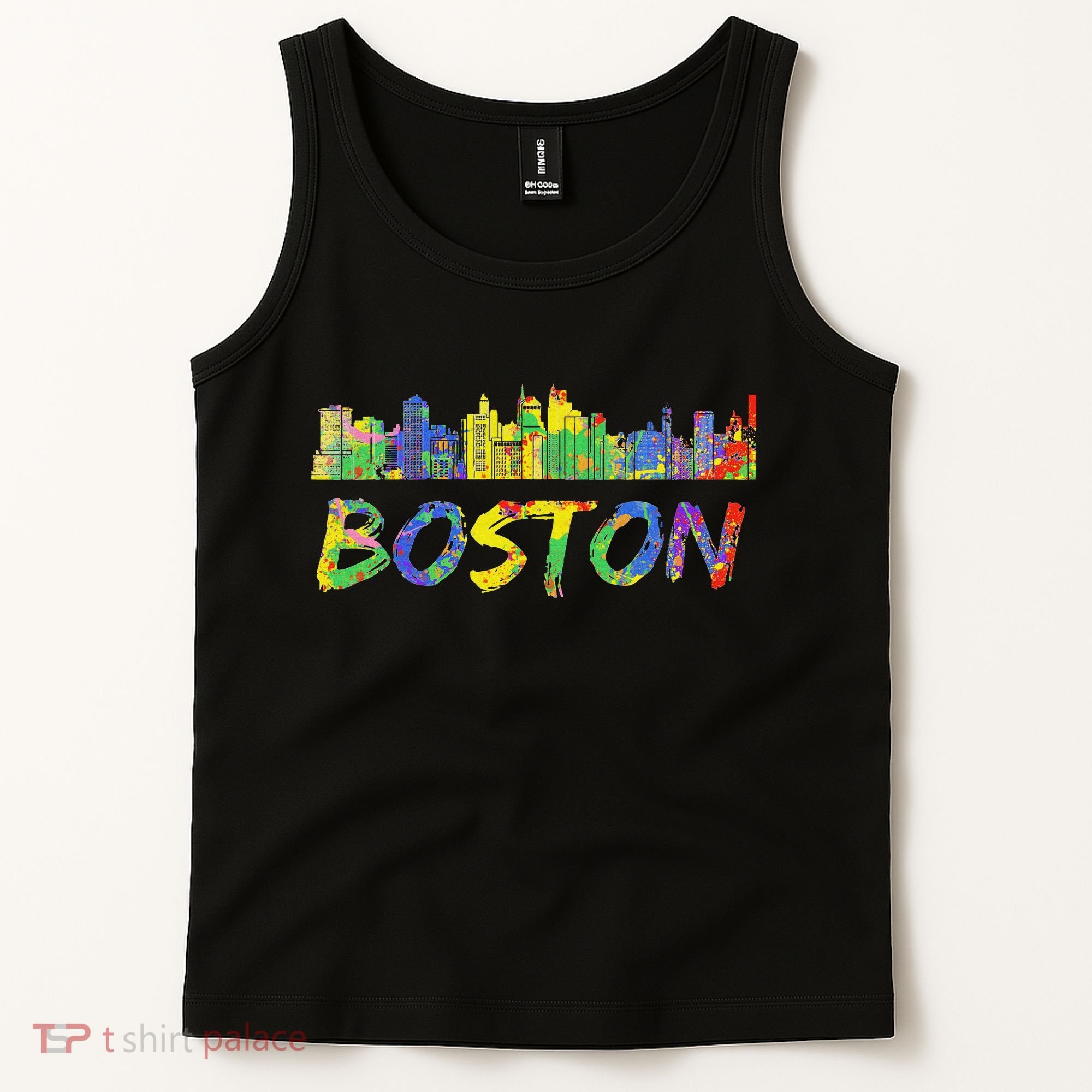 Boston Massachusetts Skyline Paint Tank Top