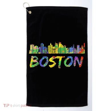 Boston Massachusetts Skyline Paint Golf Towel