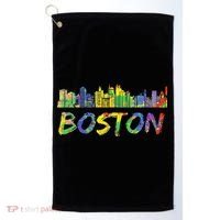 Boston Massachusetts Skyline Paint Golf Towel thumb 0