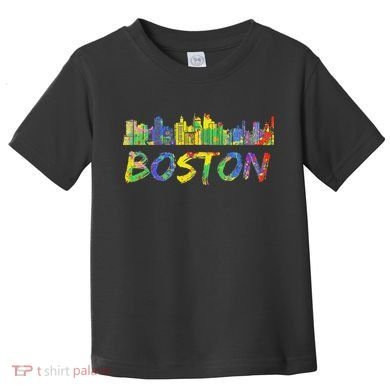 Boston Massachusetts Skyline Paint Toddler T-Shirt