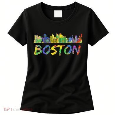 Boston Massachusetts Skyline Paint Women's T-Shirt