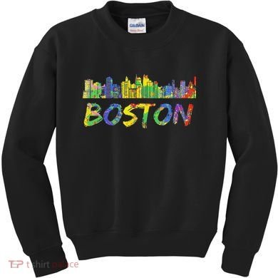 Boston Massachusetts Skyline Paint Kids Sweatshirt