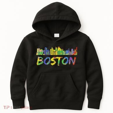 Boston Massachusetts Skyline Paint Kids Hoodie