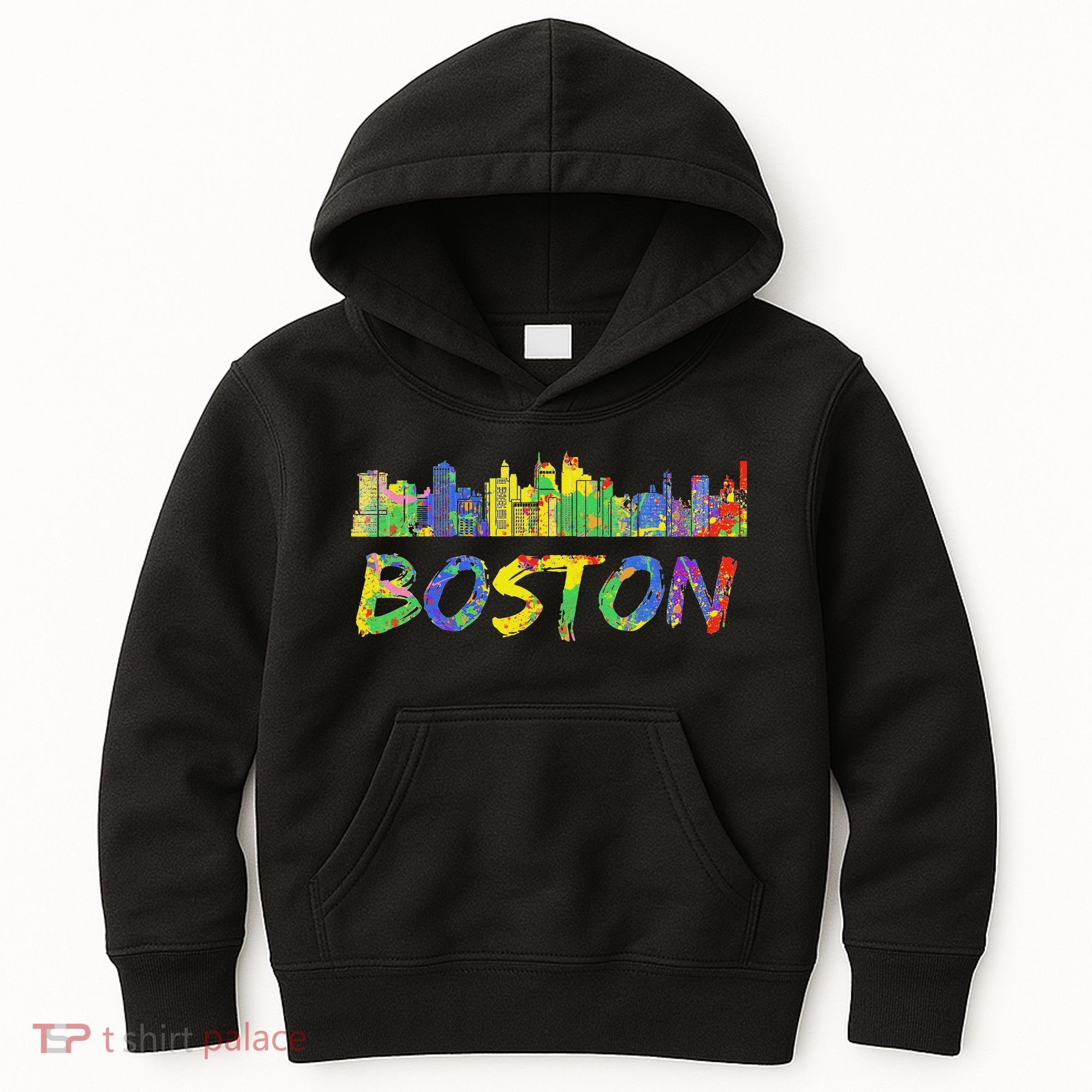 Boston Massachusetts Skyline Paint Kids Hoodie
