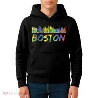 Boston Massachusetts Skyline Paint Kids Hoodie thumb 4