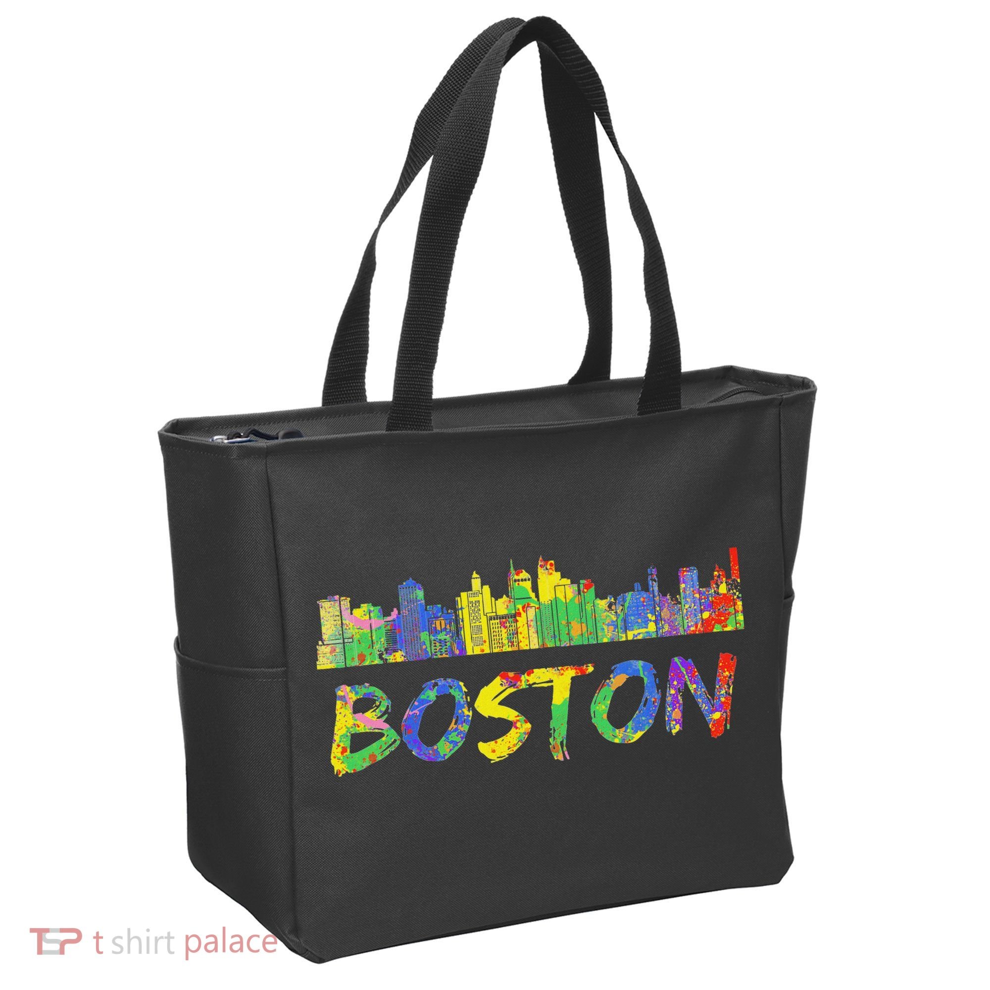 Boston Massachusetts Skyline Paint Tote Bag