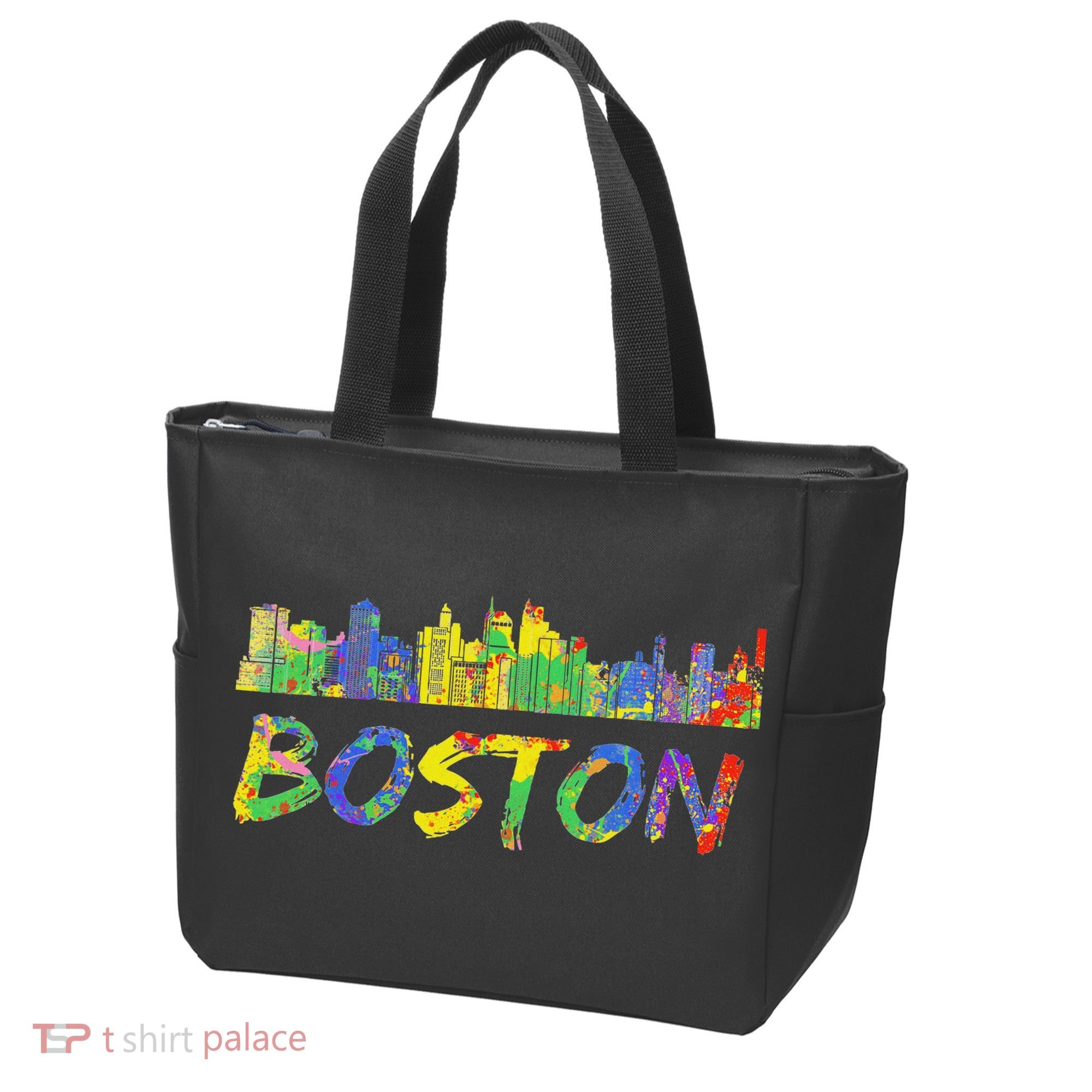 Boston Massachusetts Skyline Paint Tote Bag