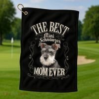 Best Mini Schnauzer Mom Ever Miniature Schnauzer Dog Funny Gift Golf Towel thumb 1