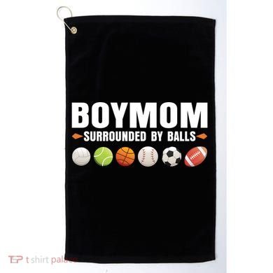 Boy Mom Surrounded By Balls Golf Towel