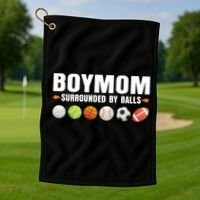 Boy Mom Surrounded By Balls Golf Towel thumb 1