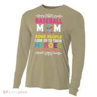 Baseball Mom Some People Look Up To Their Heroes Im Raising Cooling Performance Long Sleeve Crew thumb 0