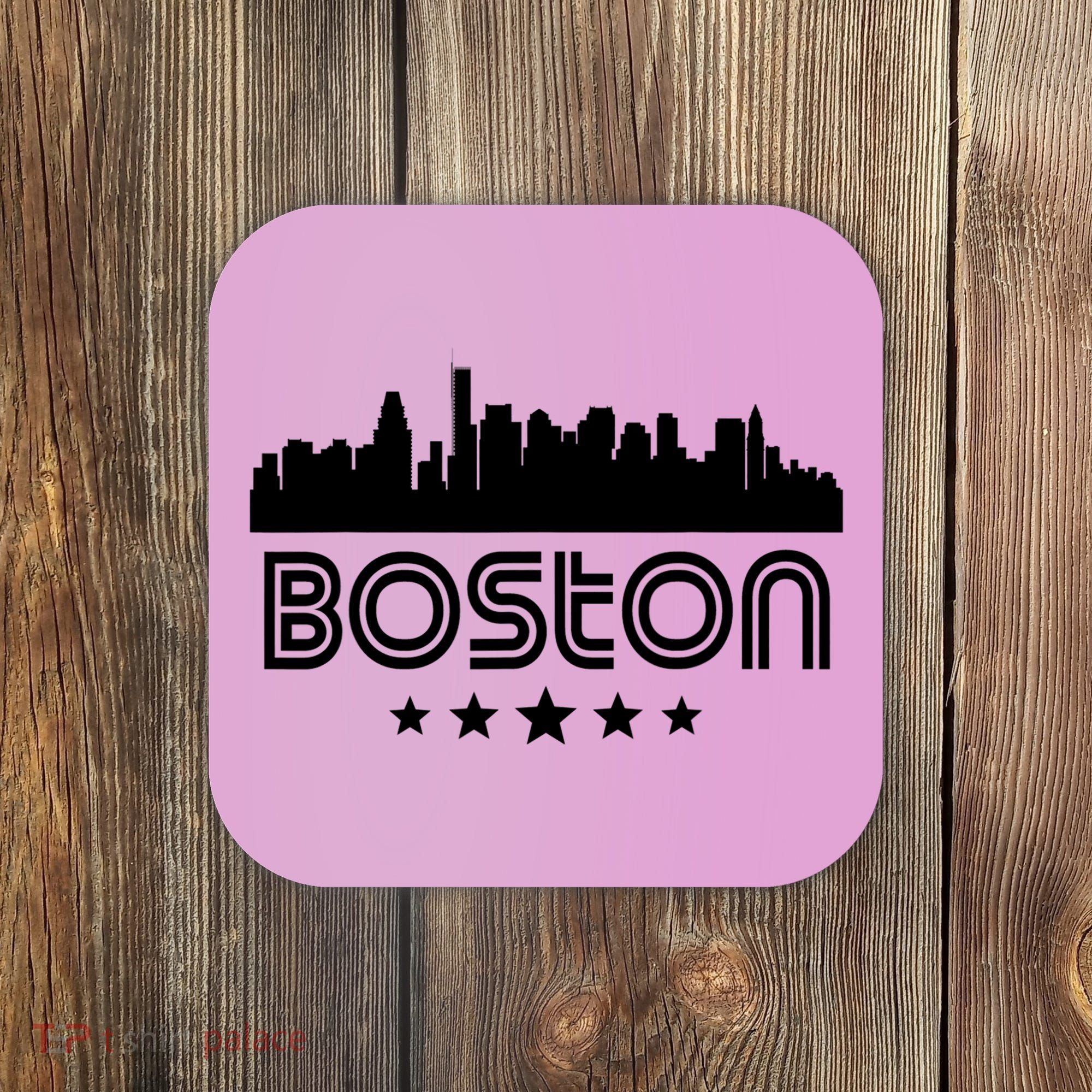 Boston Massachusetts Skyline Retro Style Coaster