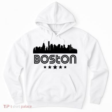 Boston Massachusetts Skyline Retro Style Hoodie