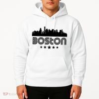 Boston Massachusetts Skyline Retro Style Hoodie thumb 2