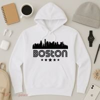 Boston Massachusetts Skyline Retro Style Hoodie thumb 3