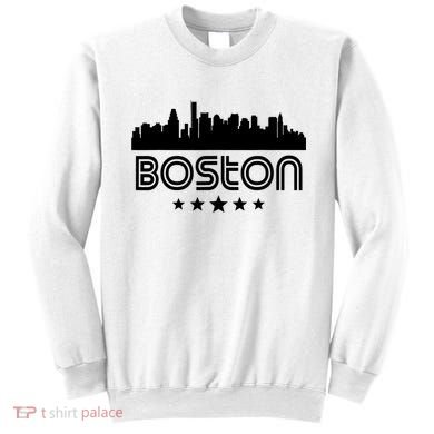 Boston Massachusetts Skyline Retro Style Sweatshirt