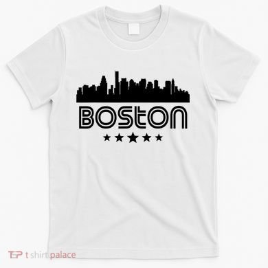 Boston Massachusetts Skyline Retro Style T-Shirt