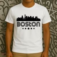 Boston Massachusetts Skyline Retro Style T-Shirt thumb 3