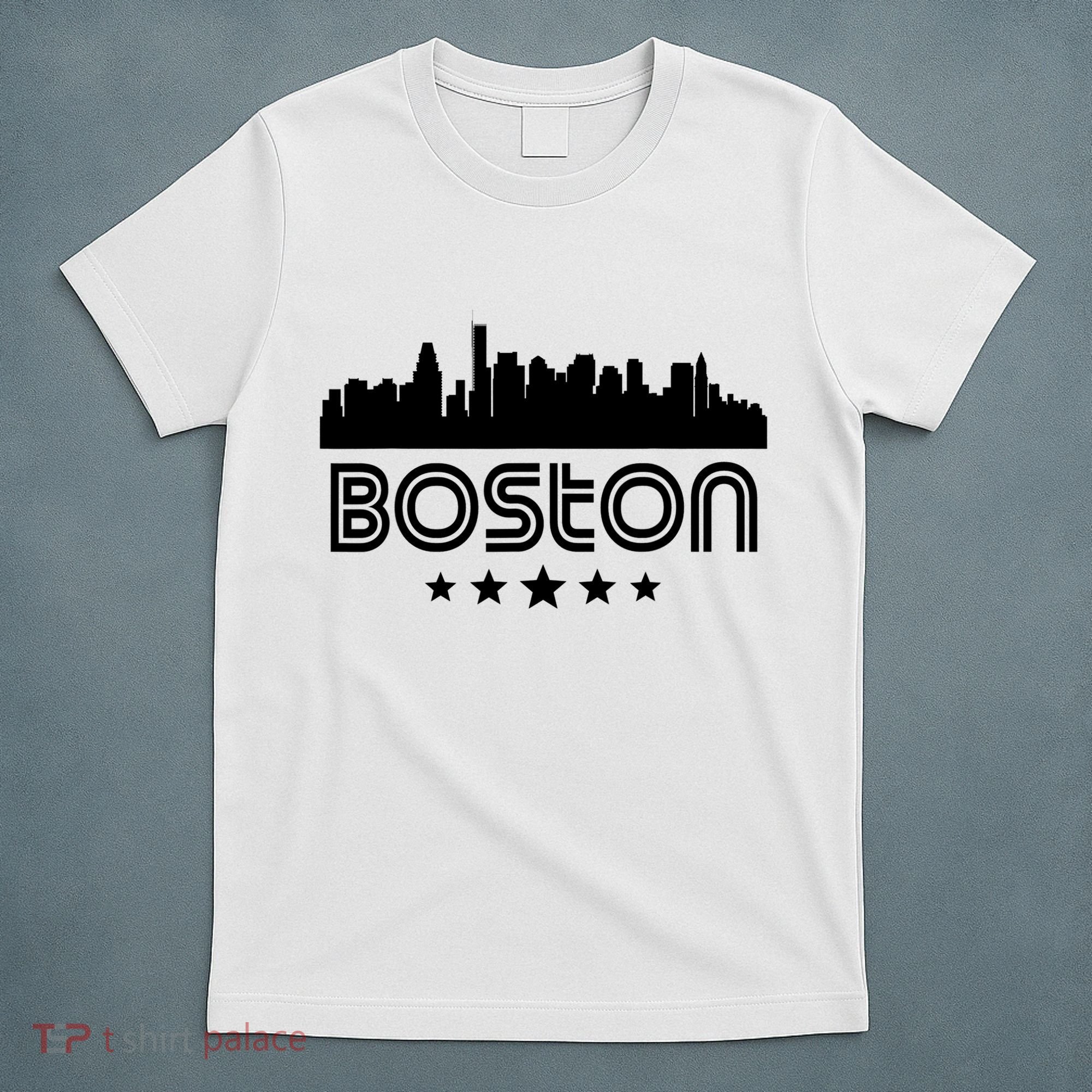 Boston Massachusetts Skyline Retro Style T-Shirt