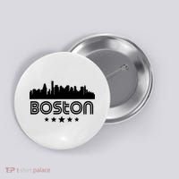 Boston Massachusetts Skyline Retro Style Button thumb 0
