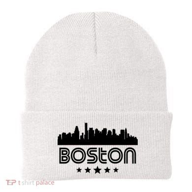 Boston Massachusetts Skyline Retro Style Beanie