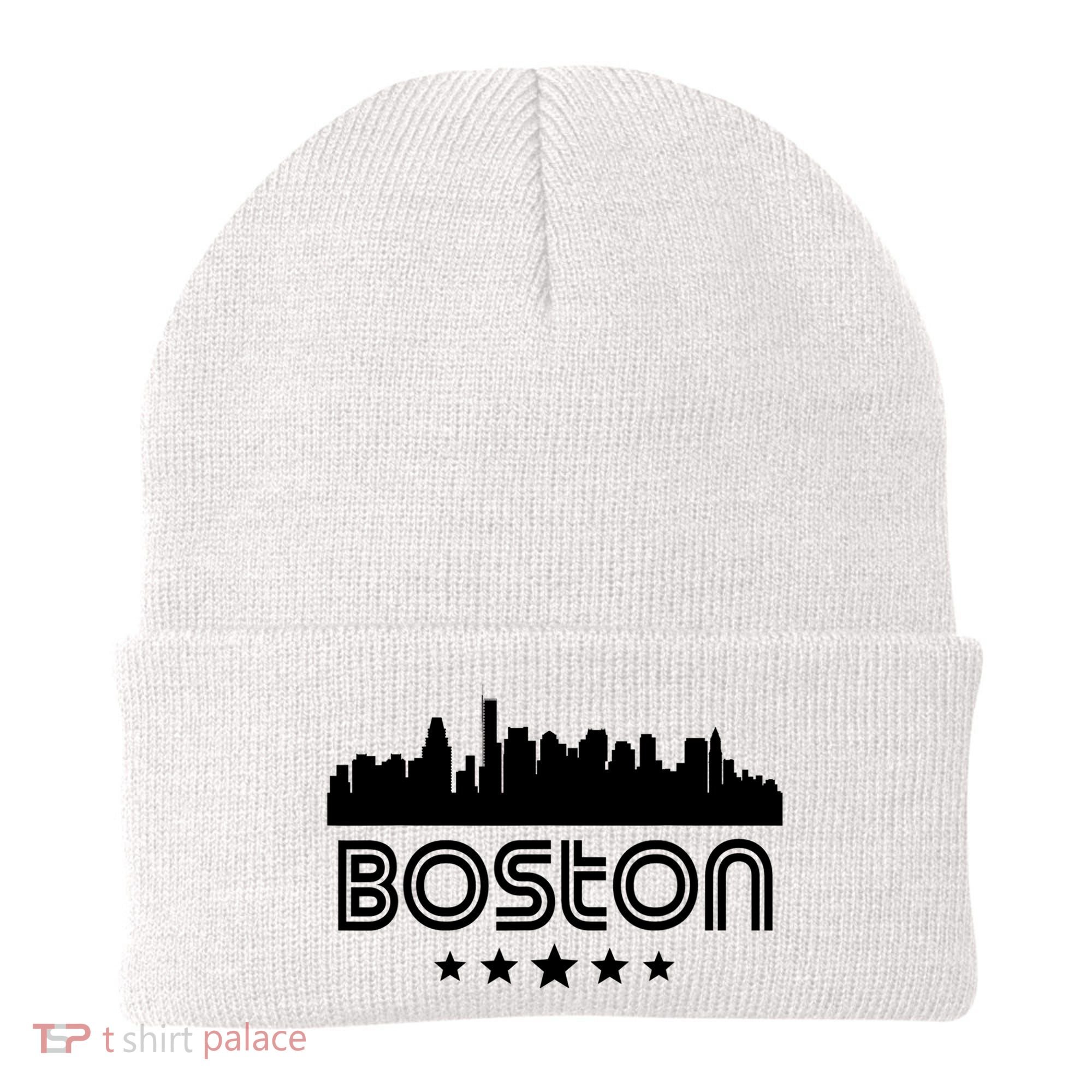 Boston Massachusetts Skyline Retro Style Beanie