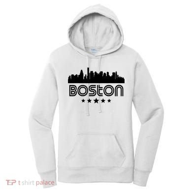 Boston Massachusetts Skyline Retro Style Women's Hoodie