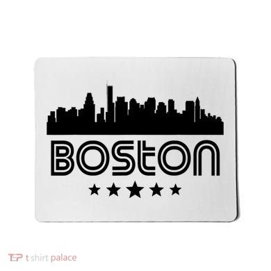 Boston Massachusetts Skyline Retro Style Mousepad