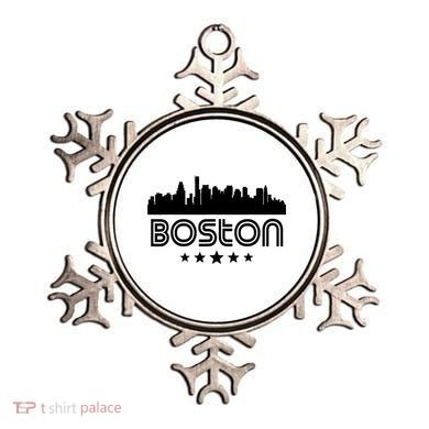 Boston Massachusetts Skyline Retro Style Ornament