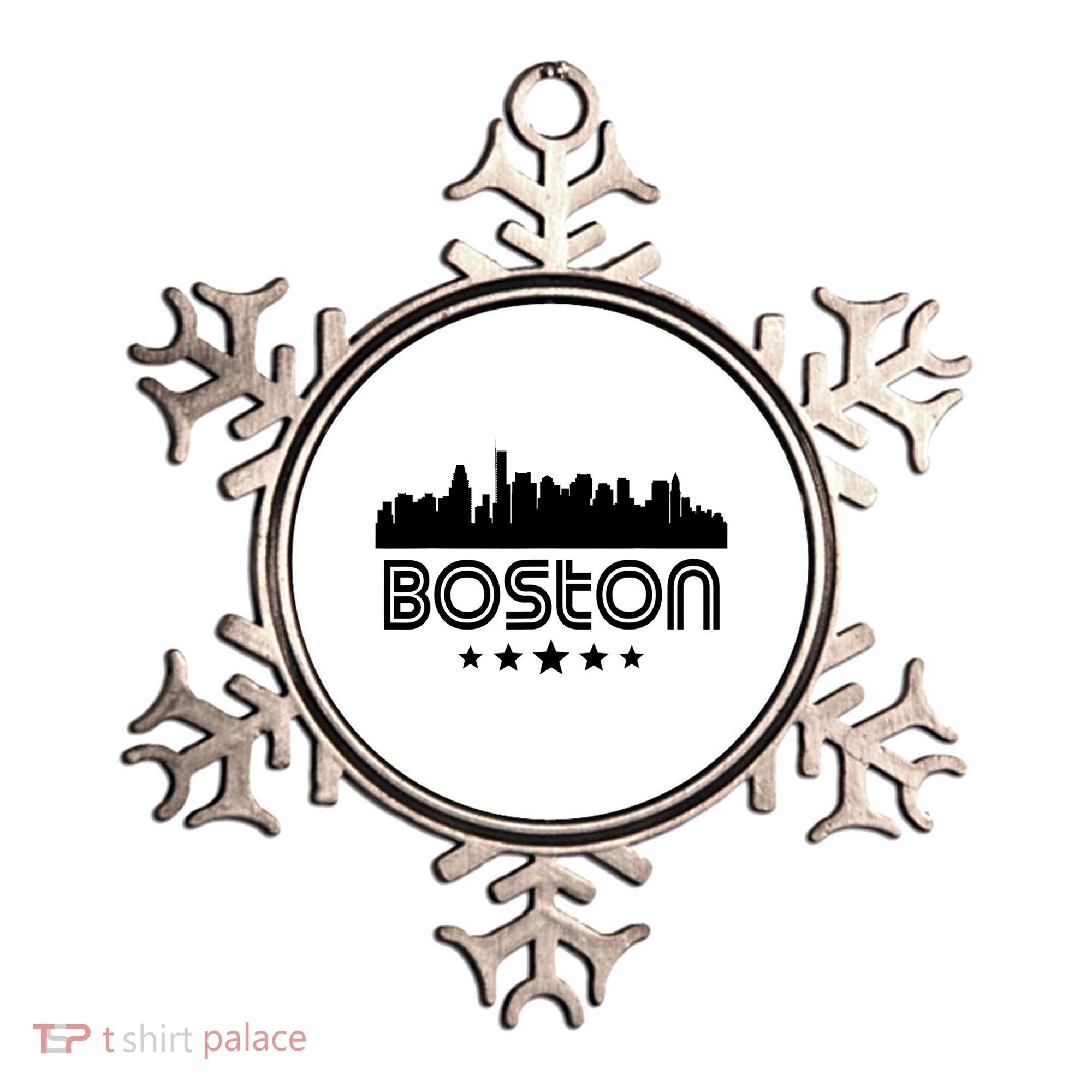 Boston Massachusetts Skyline Retro Style Ornament