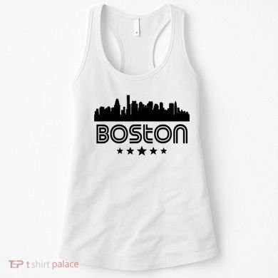 Boston Massachusetts Skyline Retro Style Women's Tank Top