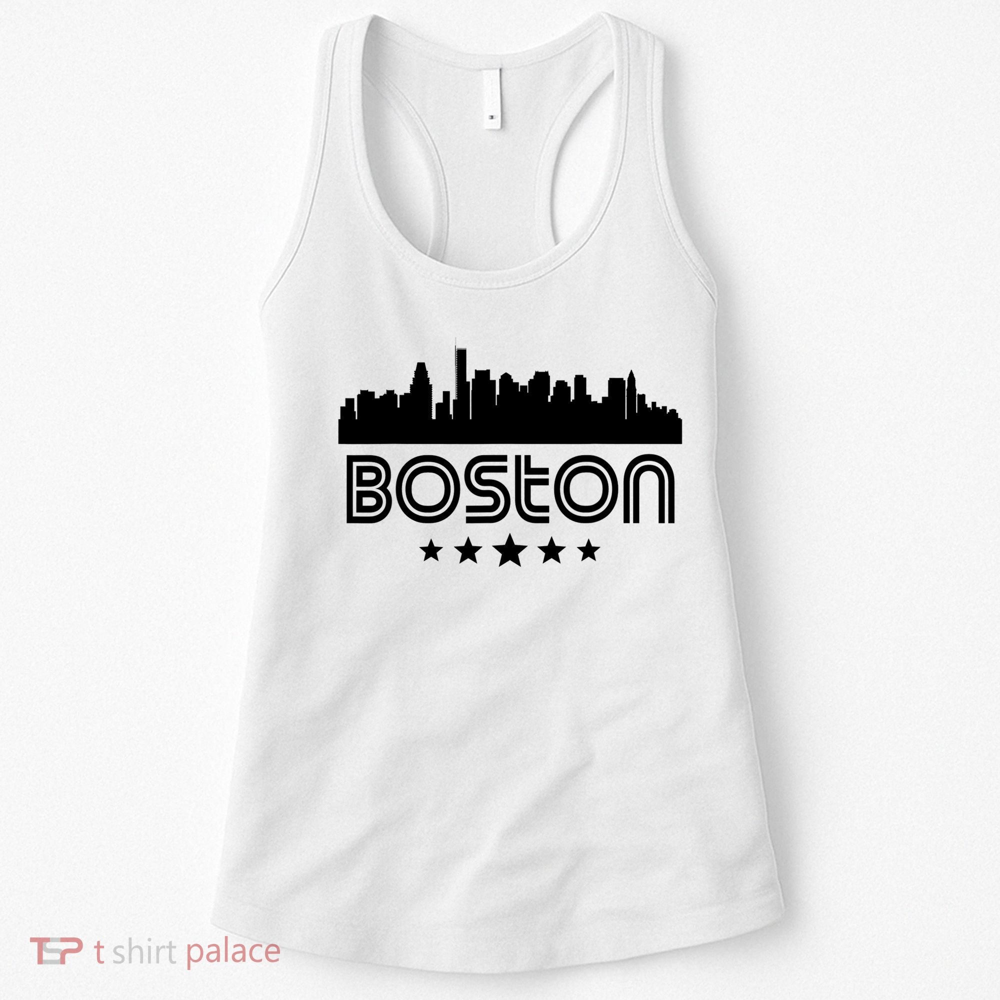 Boston Massachusetts Skyline Retro Style Women's Tank Top