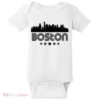 Boston Massachusetts Skyline Retro Style Baby Bodysuit thumb 0