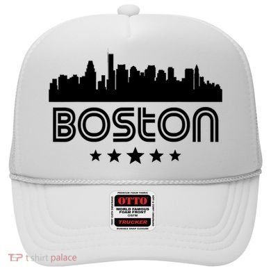 Boston Massachusetts Skyline Retro Style Hat