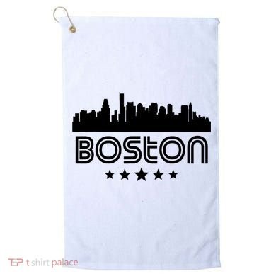 Boston Massachusetts Skyline Retro Style Golf Towel