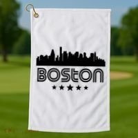 Boston Massachusetts Skyline Retro Style Golf Towel thumb 1