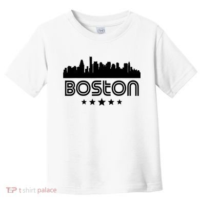 Boston Massachusetts Skyline Retro Style Toddler T-Shirt