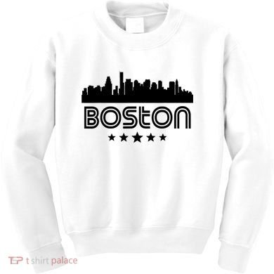 Boston Massachusetts Skyline Retro Style Kids Sweatshirt