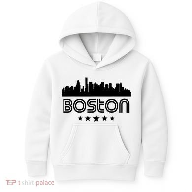 Boston Massachusetts Skyline Retro Style Kids Hoodie