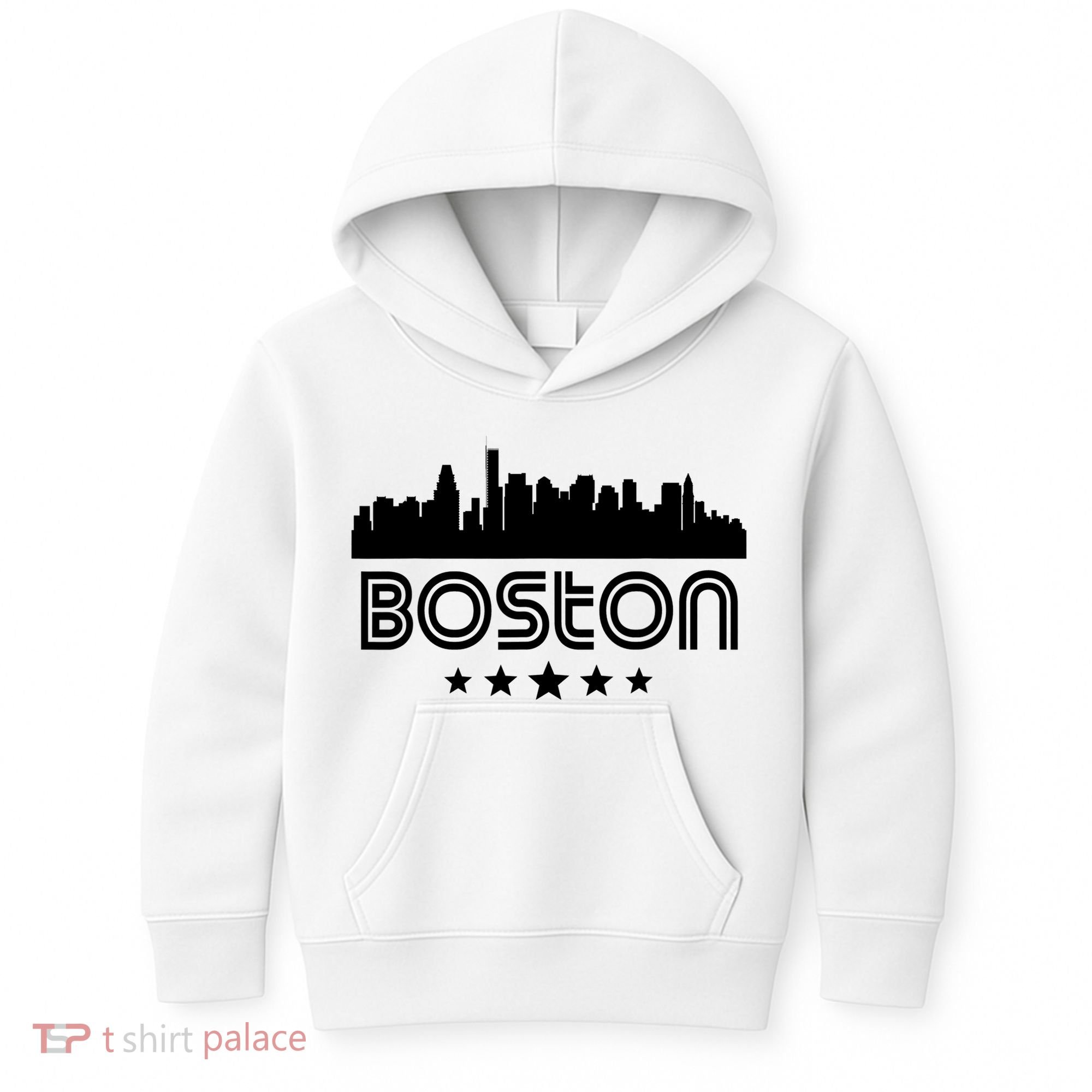 Boston Massachusetts Skyline Retro Style Kids Hoodie