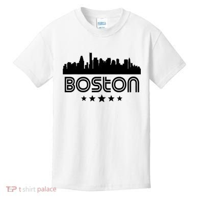 Boston Massachusetts Skyline Retro Style Kids T-Shirt