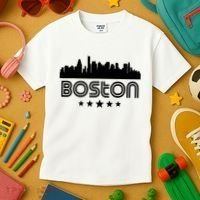 Boston Massachusetts Skyline Retro Style Kids T-Shirt thumb 3