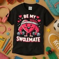 Be My Swolemate Valentines Day Bodybuilding Gym Kids T-Shirt thumb 3