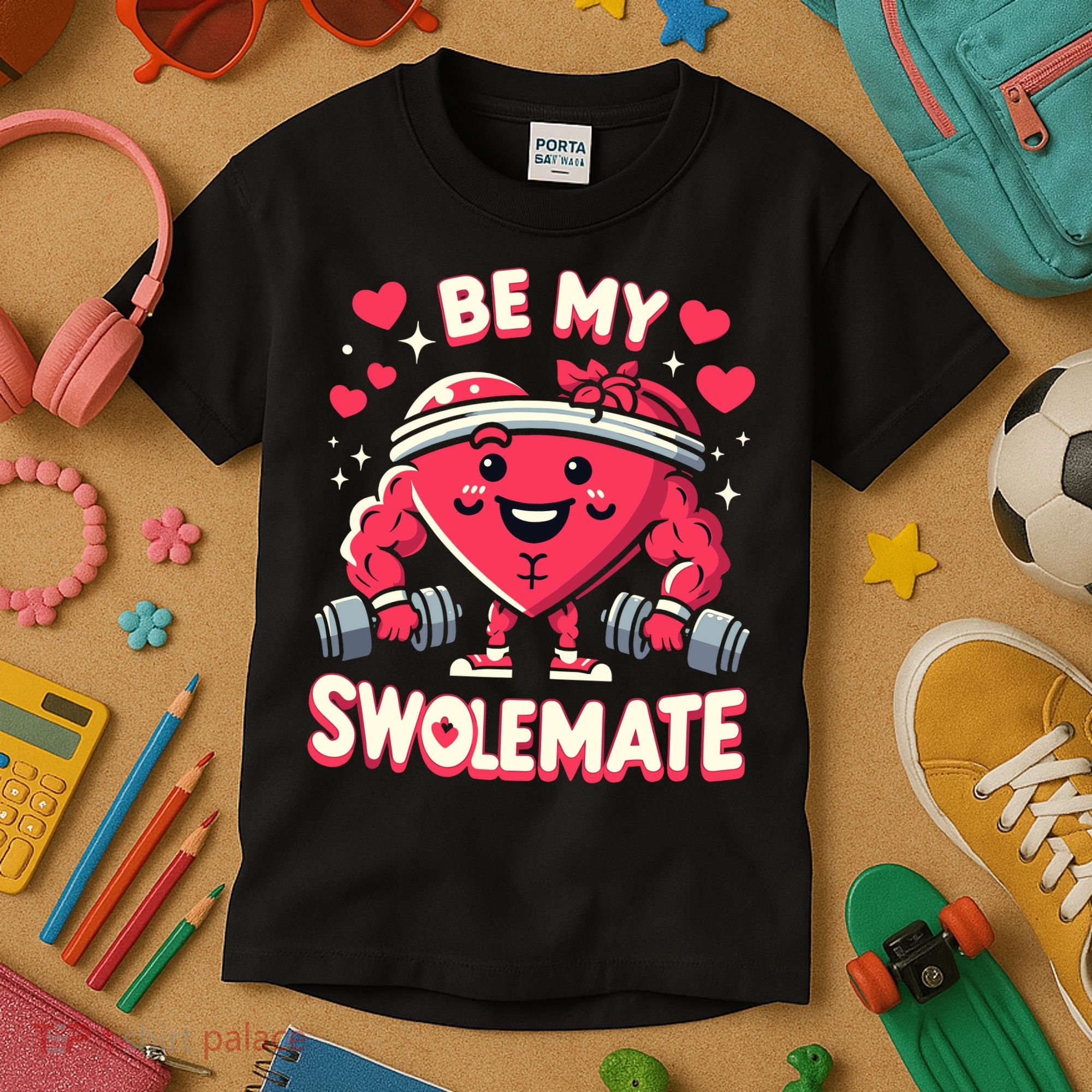 Be My Swolemate Valentines Day Bodybuilding Gym Kids T-Shirt
