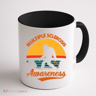 Bigfoot Multiple Sclerosis Awareness Vintage Orange Ribbon Multiple Scleros Coffee Mug back