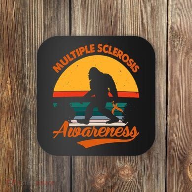 Bigfoot Multiple Sclerosis Awareness Vintage Orange Ribbon Multiple Scleros Coaster
