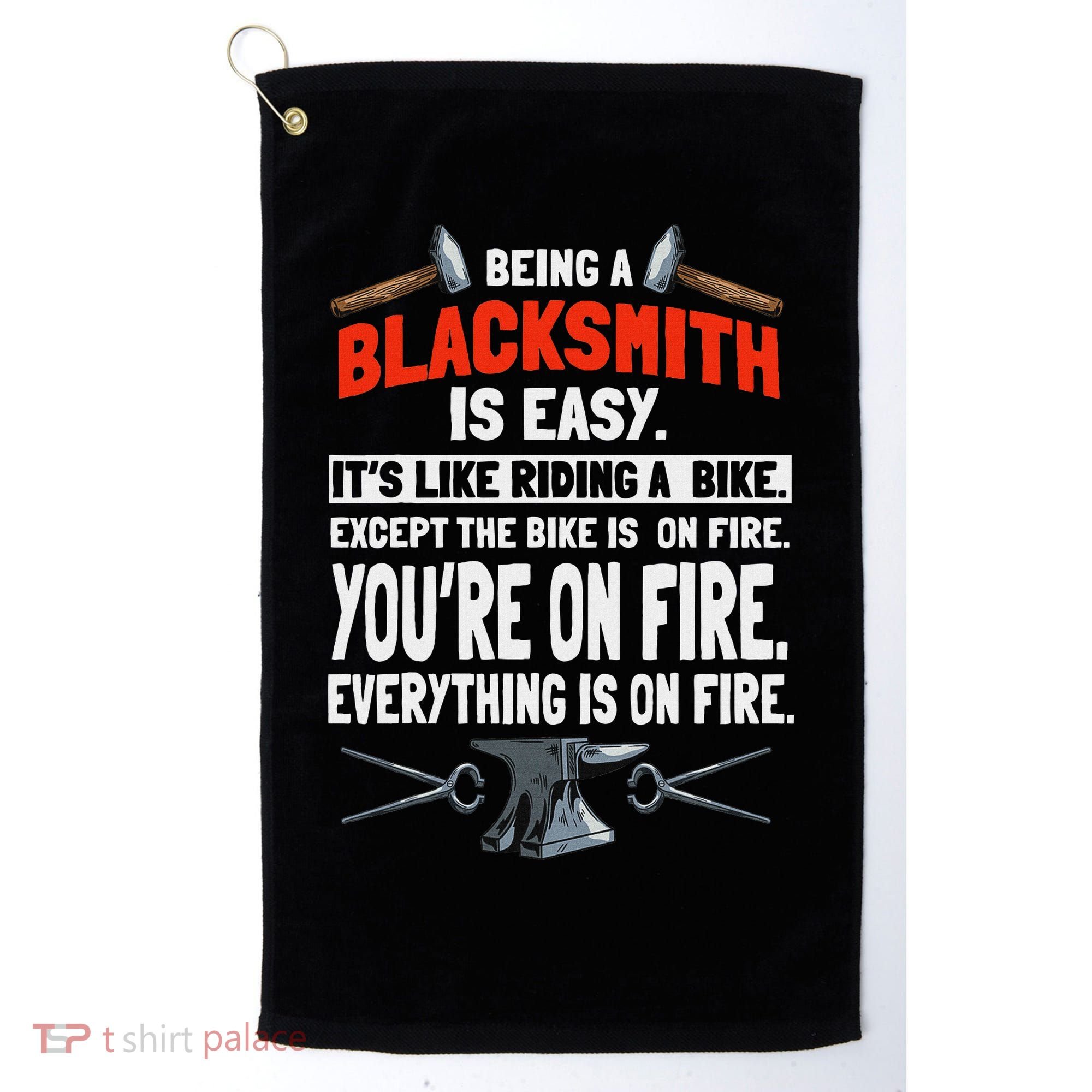 Blacksmith Metalworker Sl Workers Forge Metal Anvil Tools Golf Towel