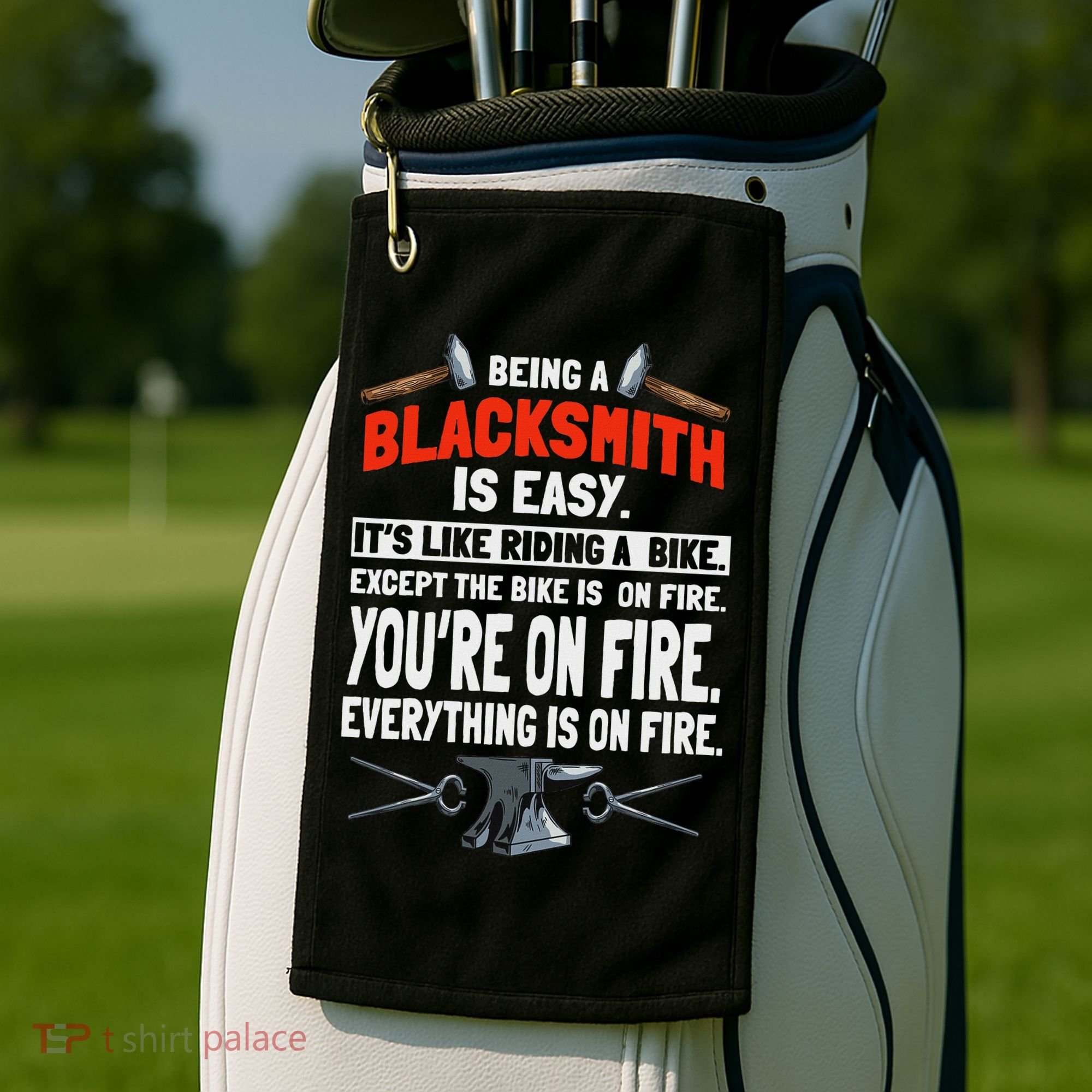 Blacksmith Metalworker Sl Workers Forge Metal Anvil Tools Golf Towel