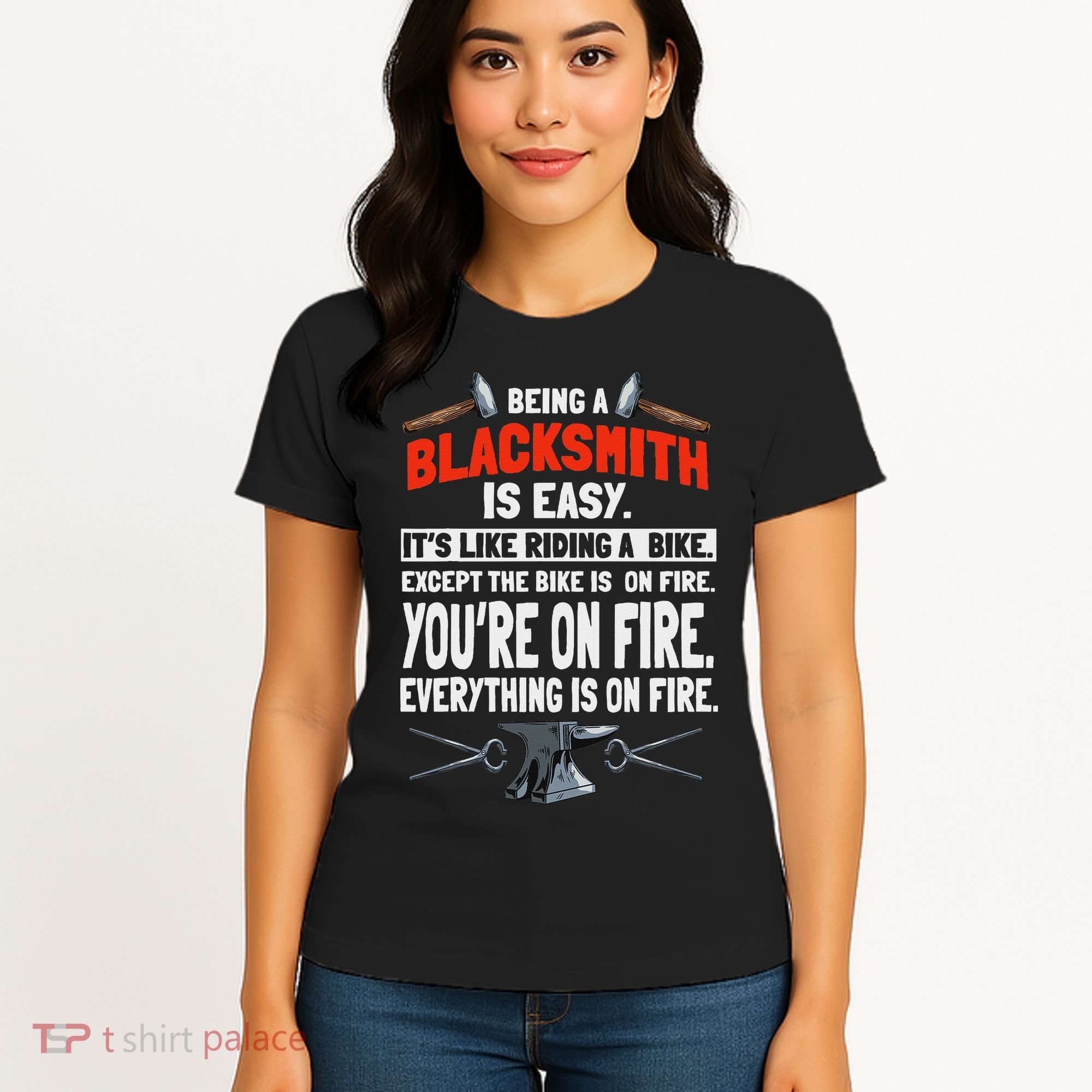 Blacksmith Metalworker Sl Workers Forge Metal Anvil Tools Women's T-Shirt